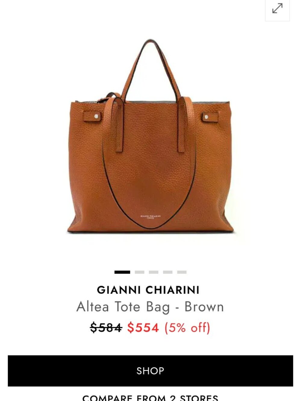 Gianni Chiarini "Firenze" leather (calf) caramel w/removable inside pouch